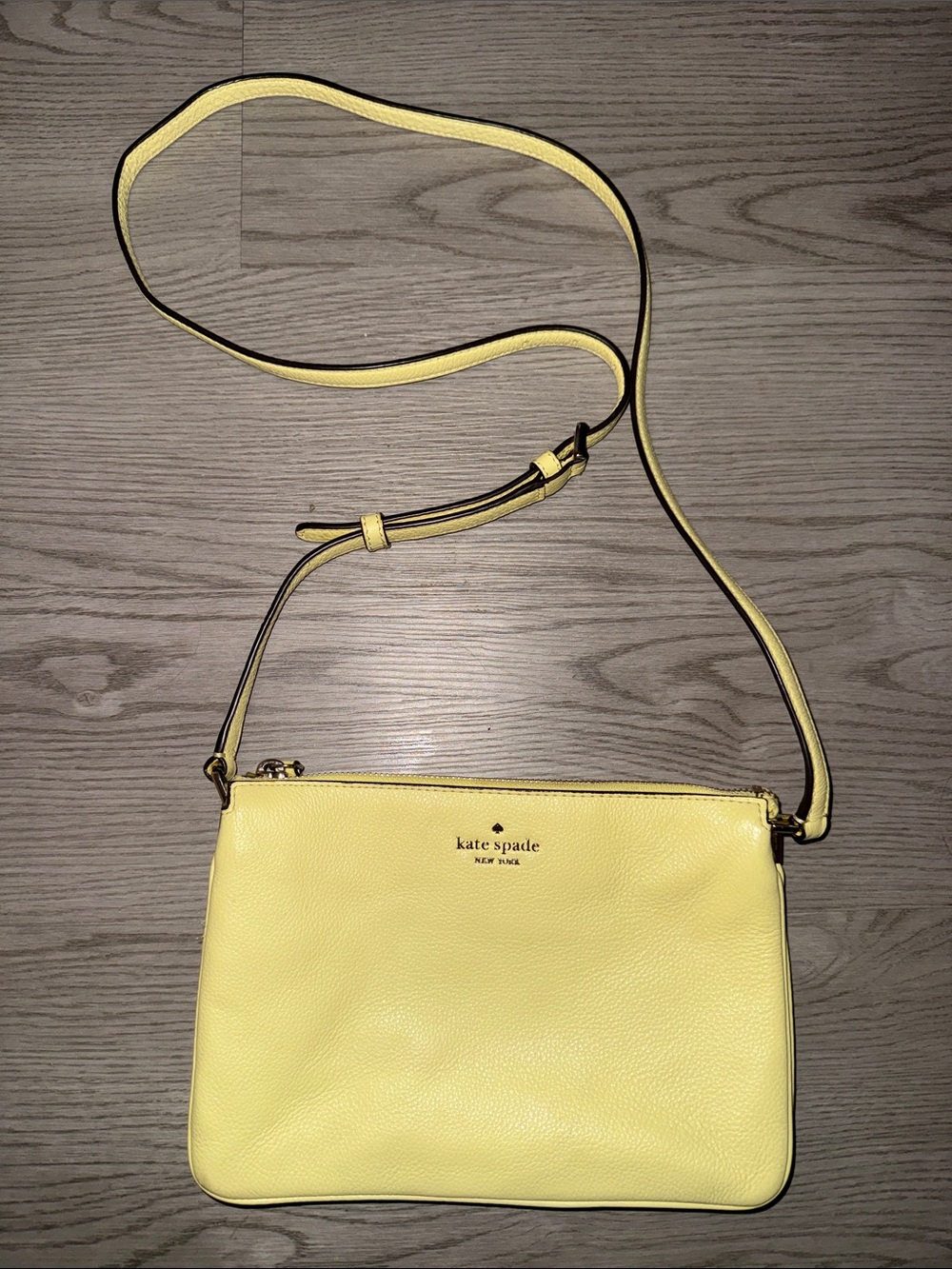 Kate Spade Yellow Leather Crossbody Bag with Gold Hardware